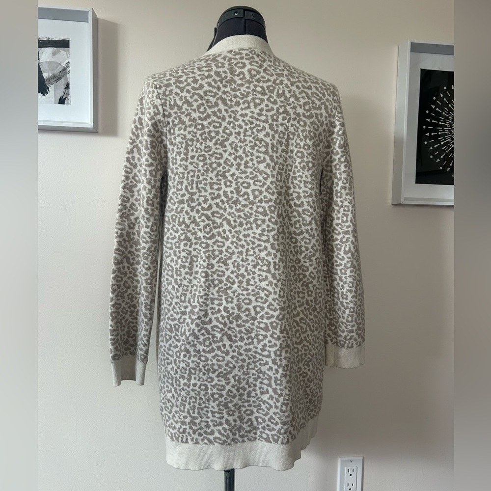 Girls Large Cream and Beige Leopard Print Open Front Cardigan